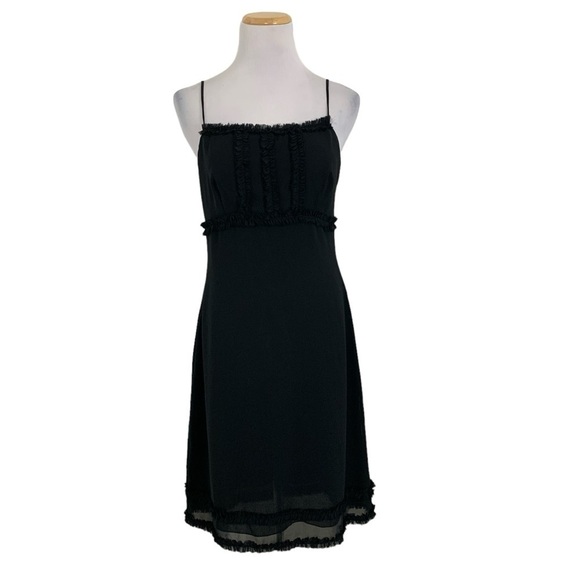 Vintage CDC Petites Y2K 90s Ruffle Spaghetti Strap Little Black Dress - Picture 6 of 14